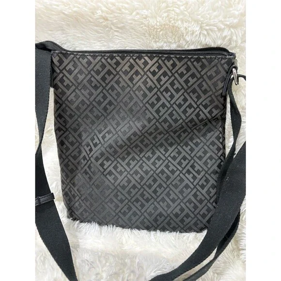 Tommy Hilfiger Crossbody Bag Womens Small Black Monogram Zip 10x11 - Picture 2 of 6